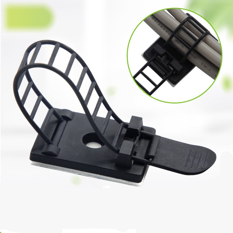 แคลมป์รัดสายเคเบิ้ล รัดสายไฟ คลิปล็อคแป้นกาว แบบเลื่อนได้ ยึดได้ (ชุดละ10ชิ้น) - รูปที่ 5