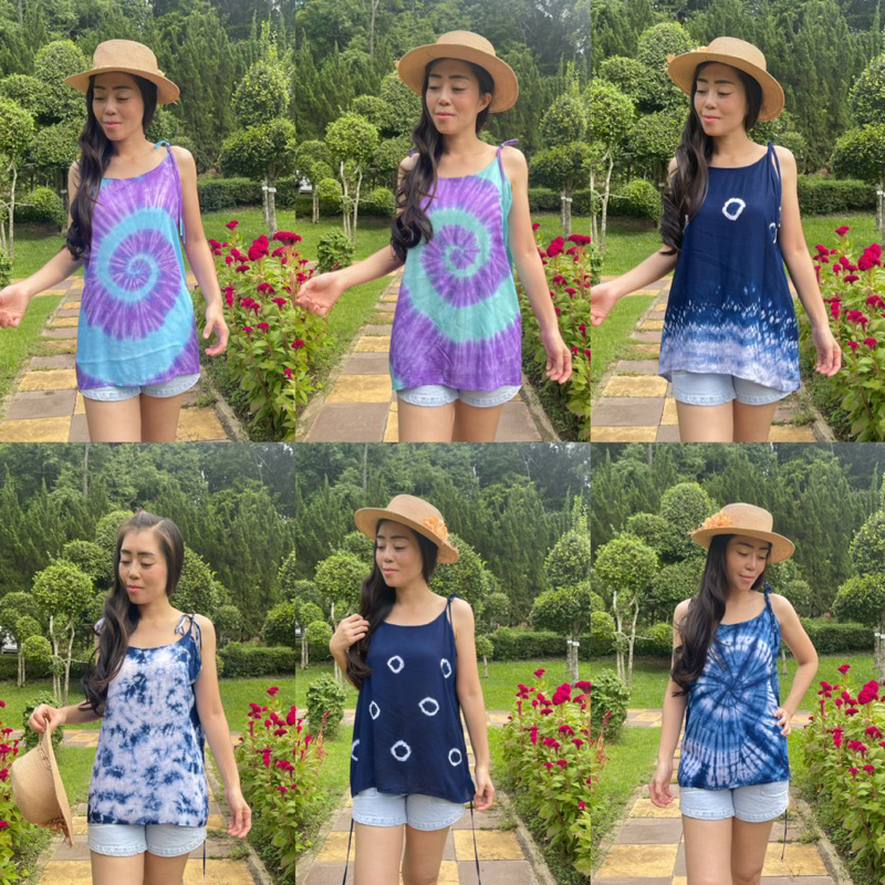 เสื้อมัดย้อม สายเดี่ยวผูกไหล่ ระบายอากาศได้ดี เหมาะกับหน้าร้อนสุดๆ
