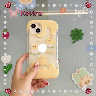 💜Kettra💜ขอบเต็ม ป้องกันการหล่น 11 14 pro max โปร่งแสง การ์ตูน ไก่เหลืองตัวน้อยv ระลอก case for iPhone 12 13