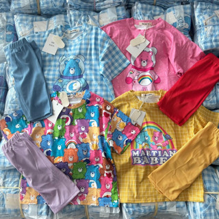 ป้ายBB KIDS 💛 ชุดเซ็ตCare Bear เสื้อOversize&amp;กางเกงไบค์เกอร์ พร้อมส่งครบสี🛍️