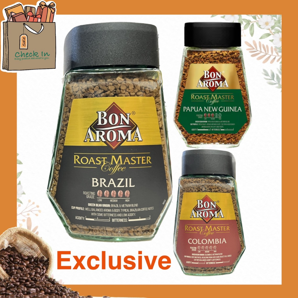 Bon Aroma Roast Master Brazil, Papua New Guinea, COLUMBIA 100g กาแฟสำเร็จรูปฟรีซดราย พรีเมียม - นำเข