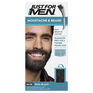 Just for Men Beard Colour - Real Black ย้อมสีหนวด M-55 จัสฟอรเมน สีดำ หนวดหงอก