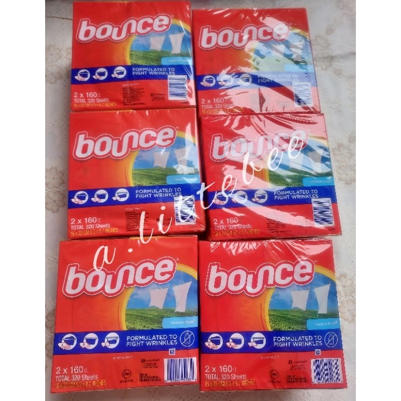 Bounce Dryer Sheet แผ่นอบผ้าหอม แผ่นปรับผ้านุ่ม(1กล่อง=160แผ่น)