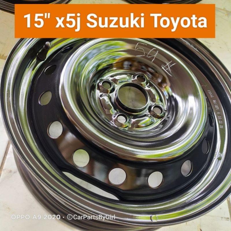(ราคาต่อวง) ลัอกะทะขอบ15 #15x5J #4รู100 #ดุม54.1 ใส่Suzuki Toyota Mazda #ถอดป้ายแดง