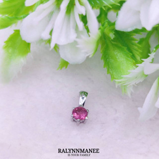 O6451 จี้พลอยพิงค์ทัวร์มาลีนแท้ ( Pink tourmaline ) ตัวเรือนเงินแท้ 925 ชุบทองคำขาว