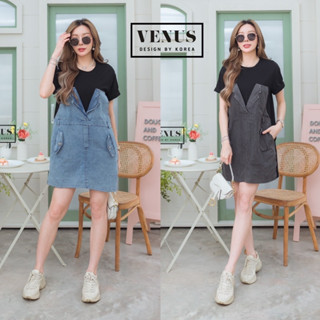 🌈🌿🌼🌸🌺💙🤎🇰🇷 Jeans Patch Cotton Short Dress