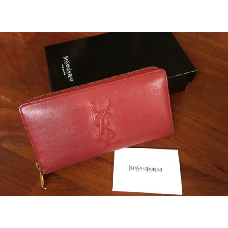 YSL zippy long wallet in red leather GHW
