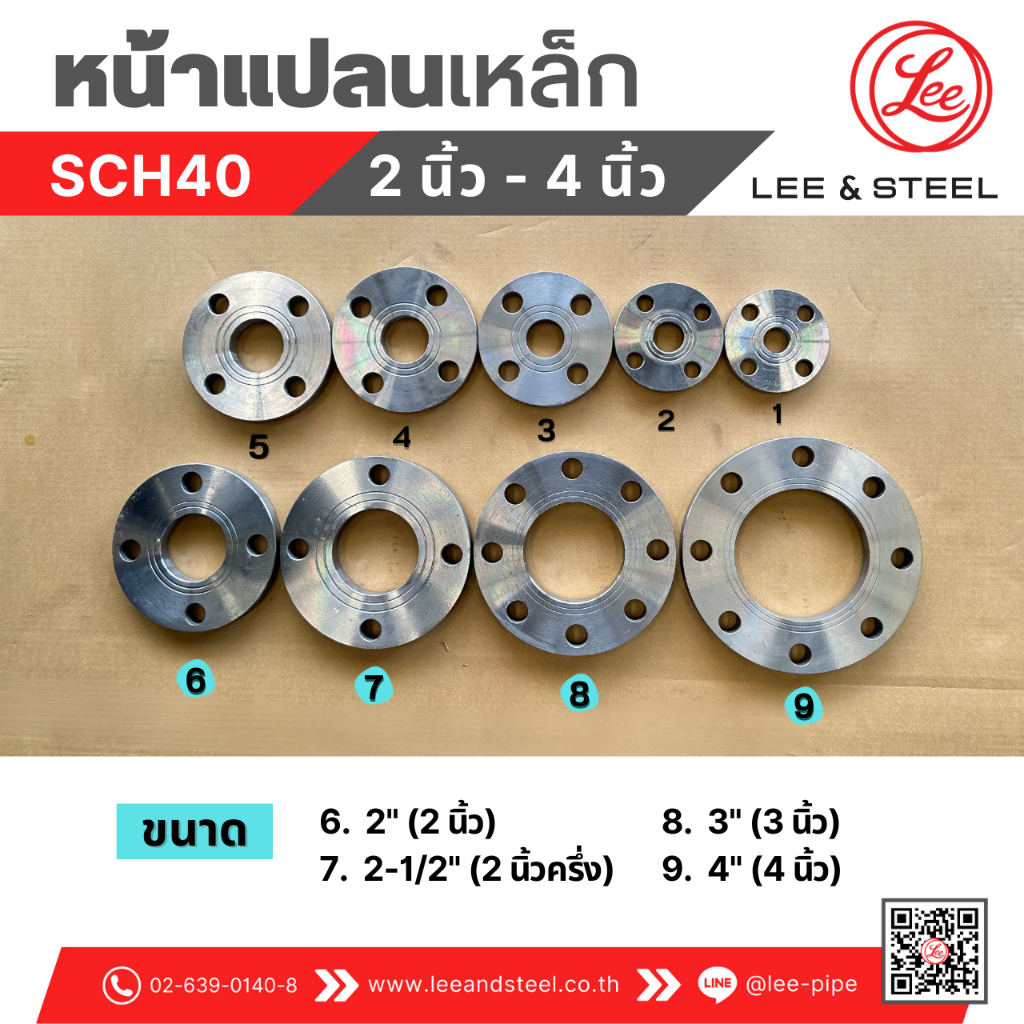 พร้อมส่ง* หน้าแปลนเหล็ก ขนาด 2", 2-1/2", 3", 4" หนา 10K FF (Flat Face)