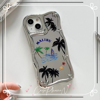 เคสไอโฟน iphone 11 14 Pro Max ต้นมะพร้าว ชายหาด แบบกระจก เคส ป้องกันการตก ขอบเต็ม iphone 12 13 Pro Case for iPhone