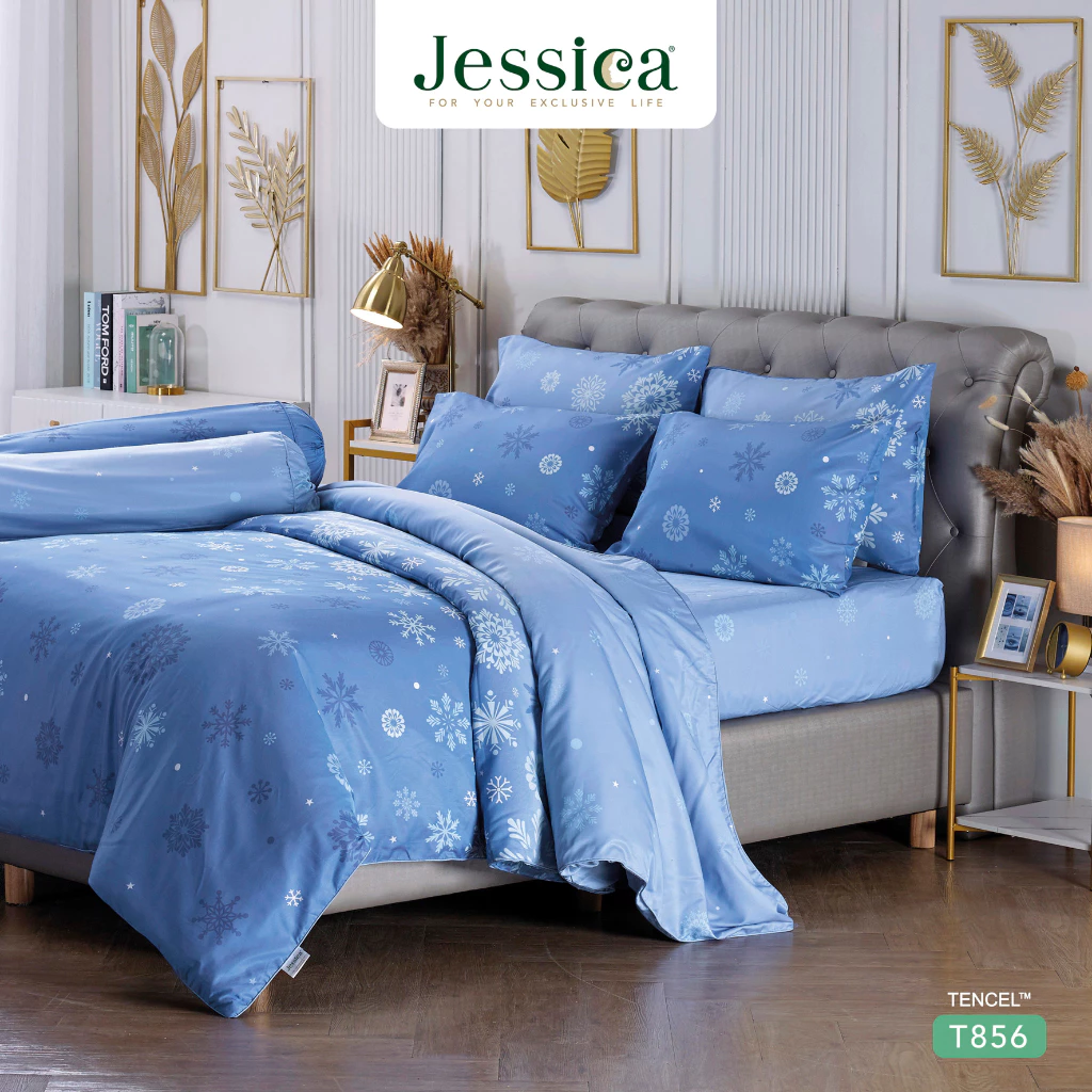 Jessica Tencel T856 ชุดเครื่องนอน ผ้าปูที่นอน ผ้าห่มนวม เจสสิก้า พิมพ์ลวดลายโดดเด่น ให้สัมผัสที่นุ่มลื่นดุจแพรไหม