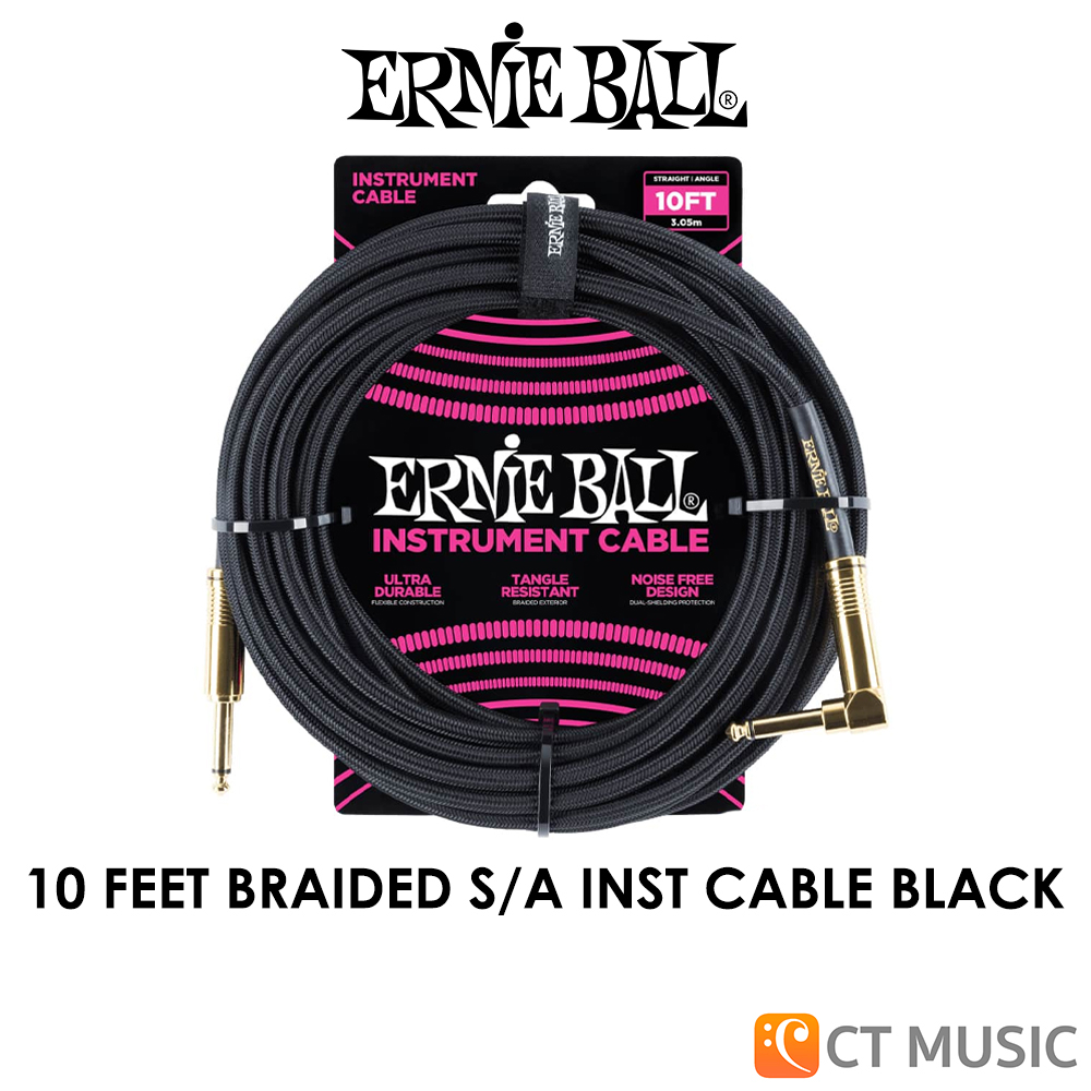 Ernie Ball 10 FEET BRAIDED S/A INST CABLE BLACK