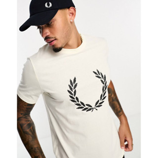 Fred Perry Cross Stitch Wreath T-Shirt in White