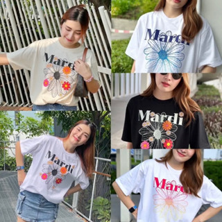 (พร้อมส่ง) เสื้อยืดโอเวอร์ไซส์ Mardi ดอกไม้ อก44 ยาว29 cotton100%