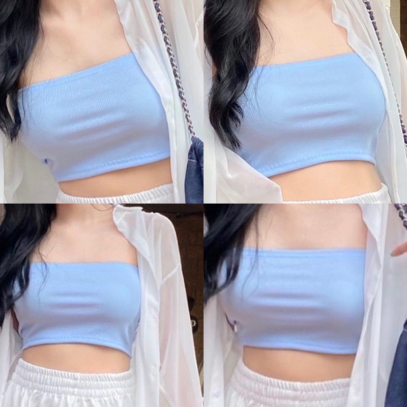 Ambella เกาะอกผ้าร่อง สีสันสวยงาม ครอปเกาะอกเอวลอย ใช้สวมเป็นเสื้อด้านในได้ ผ้ายืดสวมใส่สบาย ซับในผู้หญิง ราคา ถูกที่สุด ดีลบีเคเค แกลเลอรีภาพที่ 4