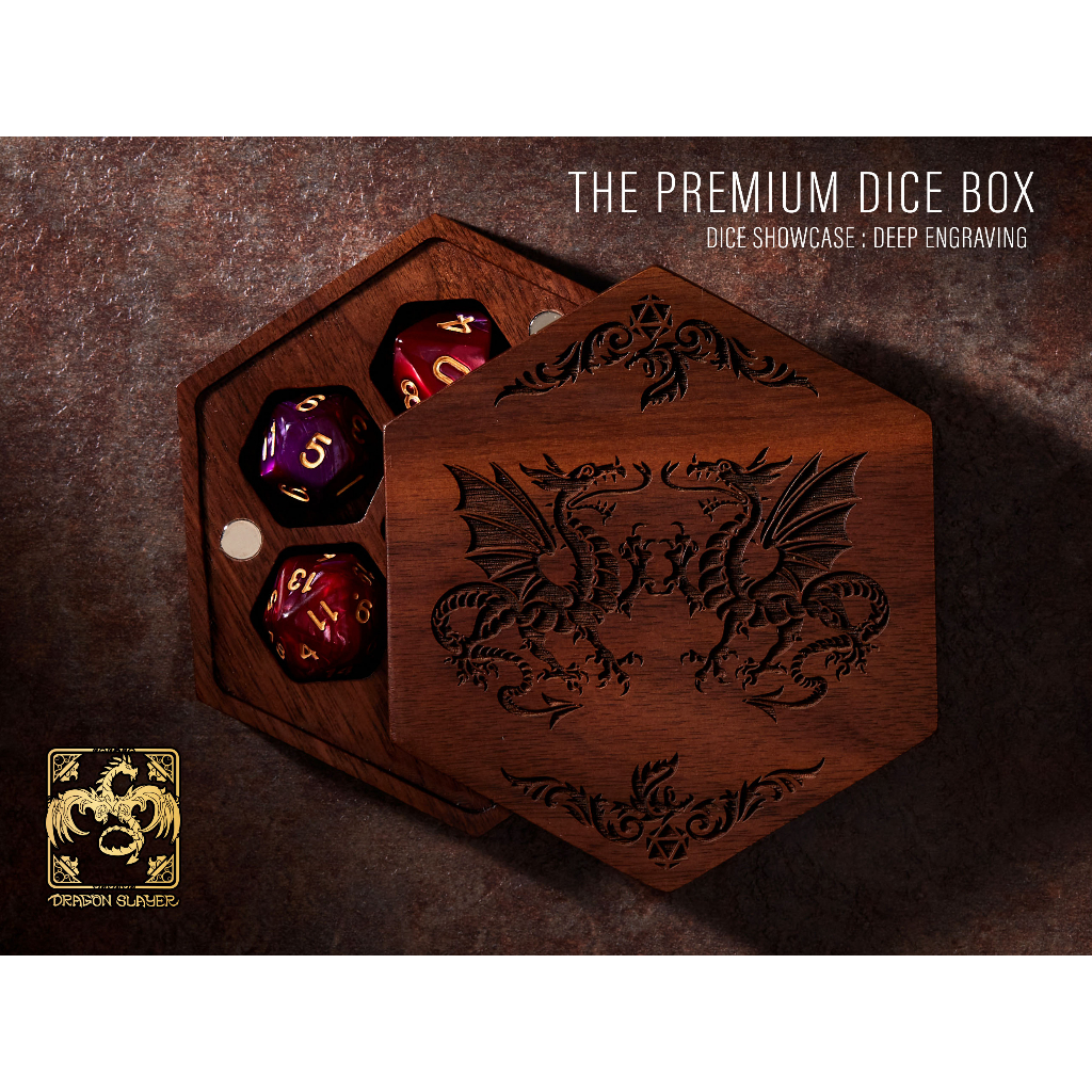 The Dragon Dice Box | Premium DnD Dice Box | D&D Dice Box | Dice Vault | Dice Storage Tray for MTG R