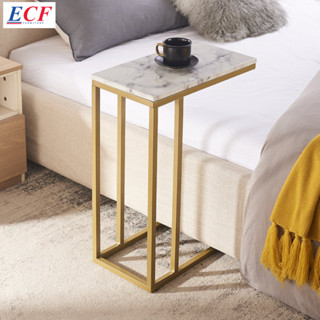 ECF Furniture โต๊ะวางข้างโซฟาลายหินอ่อน รุ่นลูล่า ทรงเหลี่ยม