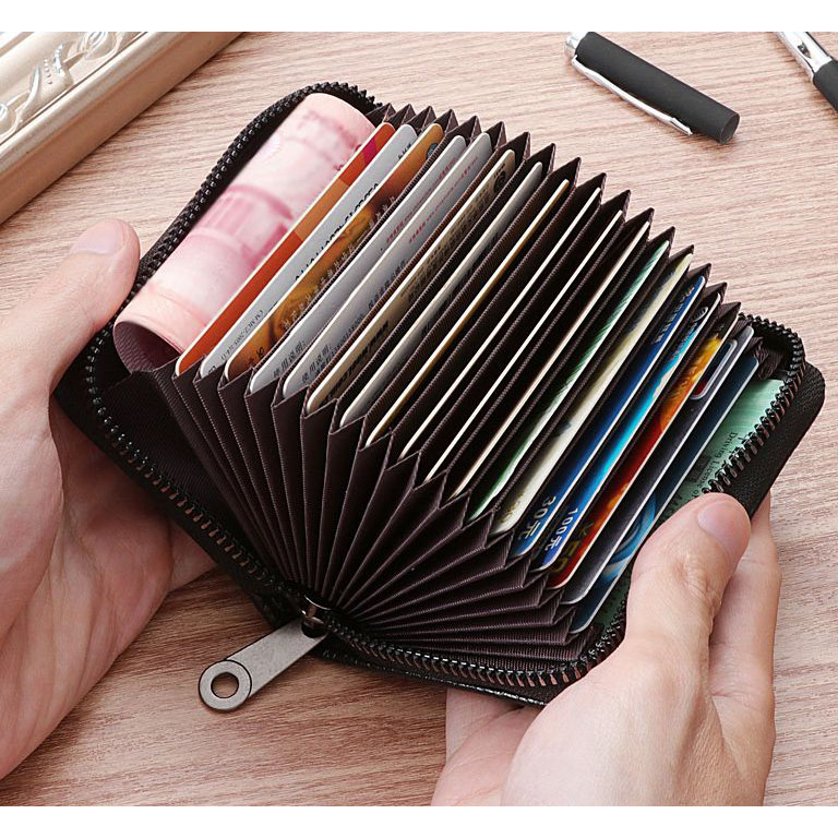 กระเป๋าใส่บัตร หนังแท้ ซิปรอบ Card Holder พร้อมส่ง ความจุใหญ่ ใส่บัตร/ธนบัตร ขนาดกะทัดรัด ใช้ประจำวัน