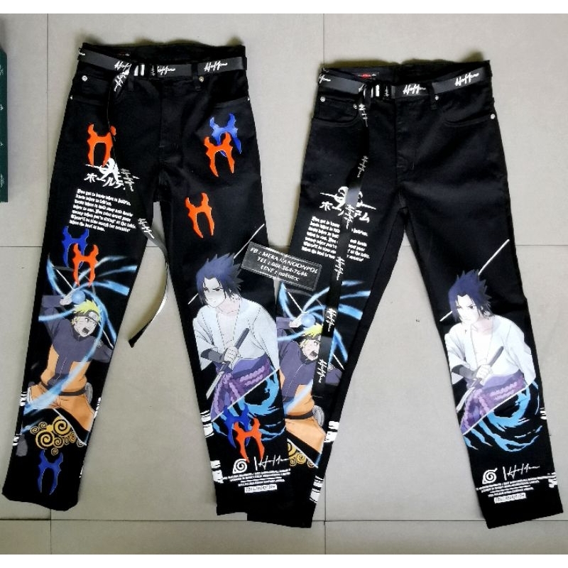 Holdem x Naruto black denim jeans