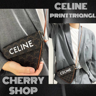 🍒ซีลีน Celine logo print triangle bag กระเป๋า Messenger/กระเป๋าสามเหลี่ยม