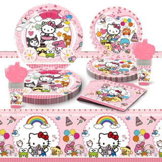 จานกระดาษ แก้วกระดาษ ลายคิตตี้ Hello Kitty Party สำหรับงานเลี้ยงวันเกิด งานปาร์ตี้แบบใช้แล้วทิ้ง