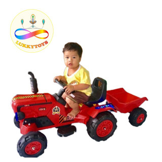 lukkytoys รถแบตเตอรี่เด็ก รถแทรกเตอร์ มีพ่วงหลัง รุ่น 2027