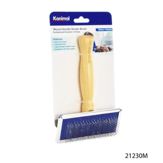 [21230] Kanimal Pet Slicker Brush แปรงสลิคเกอร์ หวีสางขนด้ามไม้ (ไร้หมุด) สำหรับสุนัขและแมว Size S / M / L