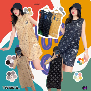 TwinsShopVip💗พร้อมส่ง TW18678 เดรสแขนกุด งานนำเข้า ..