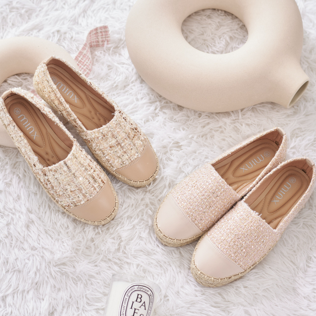 MINX รุ่น Chloe tweed extra soft รองเท้าพื้นสาน พื้นนุ่ม ลายผ้าลิมิเตด minxshoes