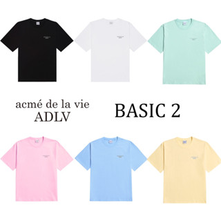 Acme de la vie จัดส่งฟรี แท้100% ADLV เสื้อยืด ผลิตในเกาหลี (graphic - BASIC 2) เสื้อยืดผ้าฝ้ายคู่รัก