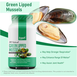 Fresh Nutrition Green Lipped Mussel 500mg อาหารเสริม สารสกัดจากหอยแมลงภู่ บำรุงข้อ สะโพก สะบ้า เอ็น