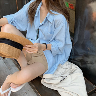 พร้อมส่ง! Baby blue shirt C2679 🌟🌎 เสื้อเชิ้ตชีฟอง เชิ้ตทำงานผู้หญิง เชิ้ตน่ารักๆ