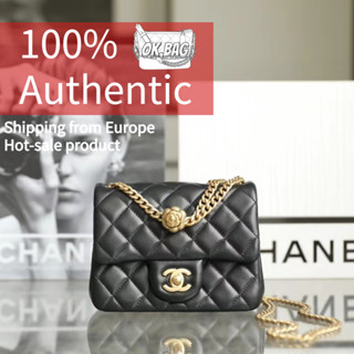 👜ชาแนล CHANEL 23S Lambskin black chain flip bag สุภาพสตรี กระเป๋าสะพายไหล่