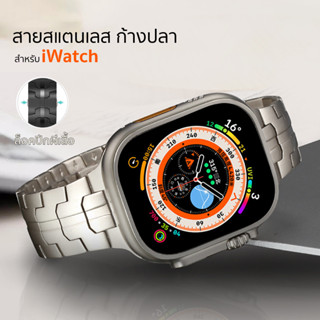 [ฟรีที่ปรับสาย] สายสแตนเลส ก้างปลา ล็อคปีกผีเสื้อ ใช้สำหรับ i Watch