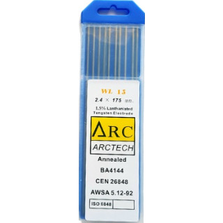 ลวดเชื่อมทังสเตนหัวสีทอง "ARCTECH" (อาร์คเทค) (WL15) 2.4 x 175MM. ราคา (10เส้น/แพ็ค)