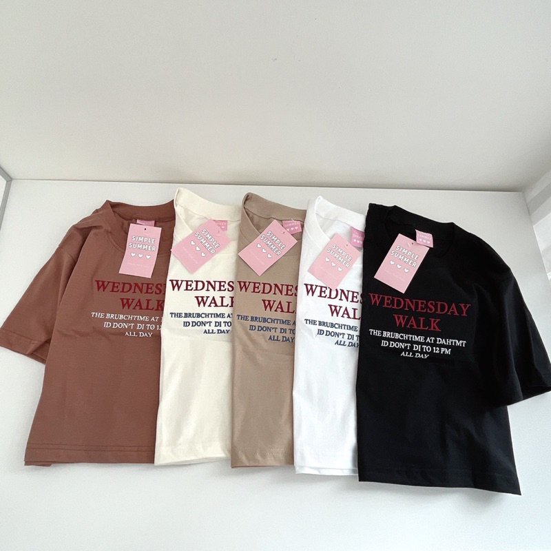 Sugarbeetshop | S259 CROP WEDNESDAY WALK เสื้อยืด เสื้อครอปทรงพอดีตัว เสื้อผ้า cotton