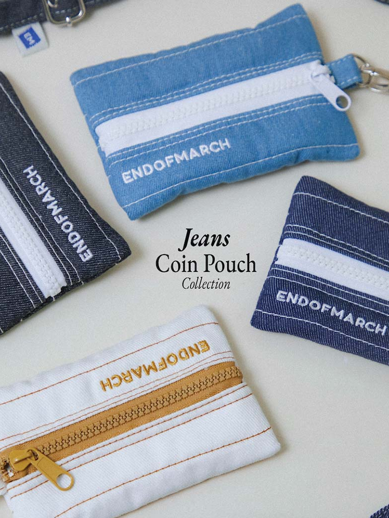 ENDOFMARCH | JEANS COIN POUCH WITH STRAP กระเป๋าห้อยคอผ้ายีนส์ใส่เหรียญ บัตร กุญแจรถ