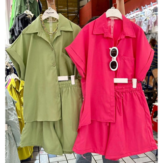 ชุดเซ็ทขาสั้น ผ้าครัช ฟรีไซส์ S-L