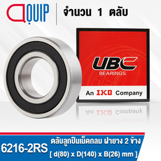 6216-2RS UBC ตลับลูกปืนเม็ดกลมร่องลึก รอบสูง สำหรับงานอุตสาหกรรม ฝายาง 2 ข้าง (Deep Groove Ball Bearing 6216 2RS) 6216RS