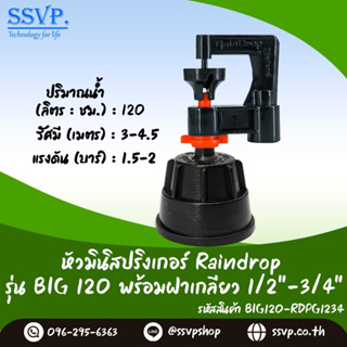 มินิสปริงเกอร์ รุ่น BIG ปริมาณน้ำ 120 ลิตร/ชั่วโมง พร้อมฝาครอบเกลียวใน ขนาด 1/2"-3/4" รหัสสินค้า BIG-120-RDPG1234