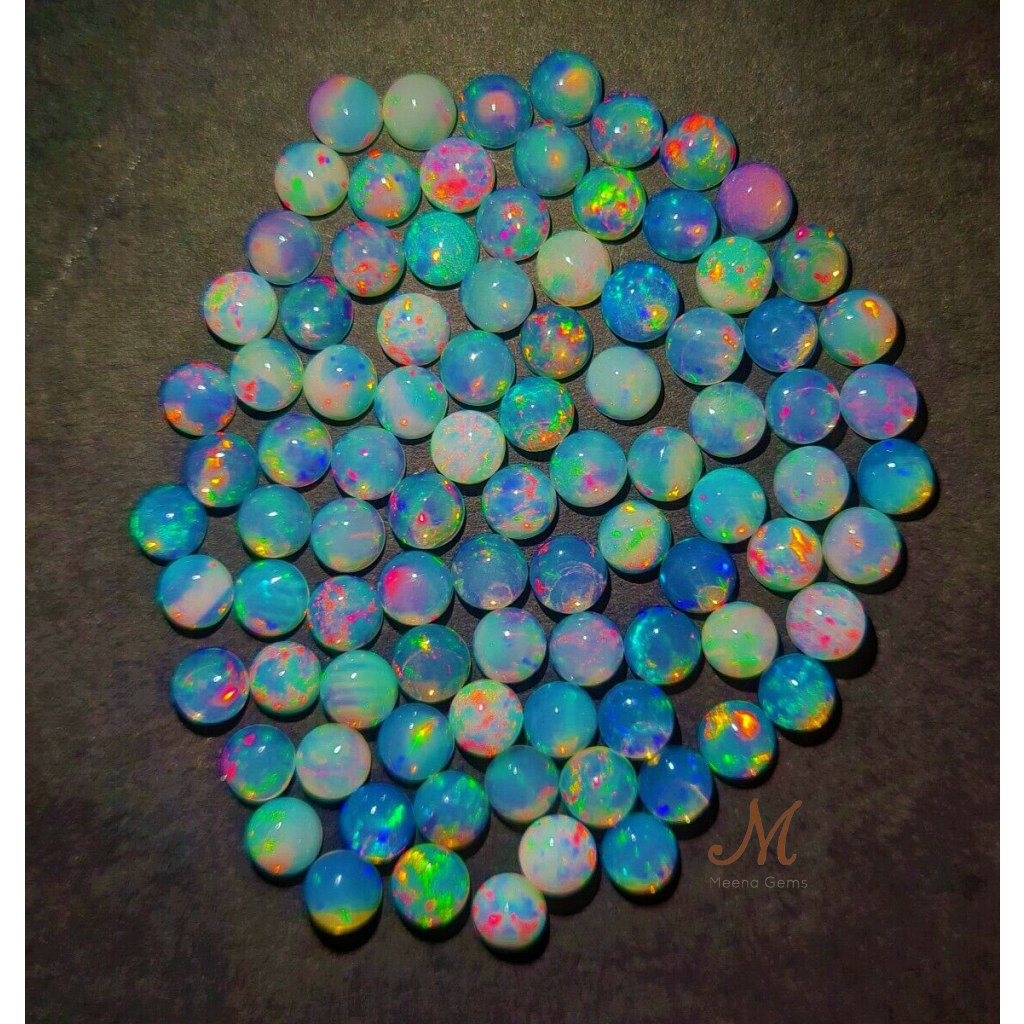 Meena Gems / Ethiopian Fire Opal พลอยอัญมณี พลอยแท้โอปอล พลอยดิบ ขนาด 5 มิล DIY พลอยร่วง