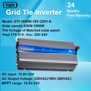 Y&amp;H 1000W Grid Tie Inverter MPPT Pure Sine Wave DC10.5V-28V อินพุตพลังงานแสงอาทิตย์ AC190-260V เอาต์พุตสำหรับแผงเซลล์แสงอาทิตย์ 12V