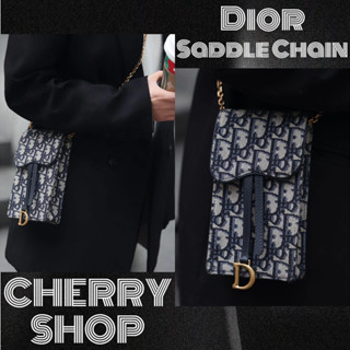 🍒กระเป๋าดิออร์ DIOR saddle chain bag🍒กระเป๋าสายโซ่ผู้หญิง/กระเป๋าสะพายไหล่/กระเป๋าโทรศัพท์มือถือ