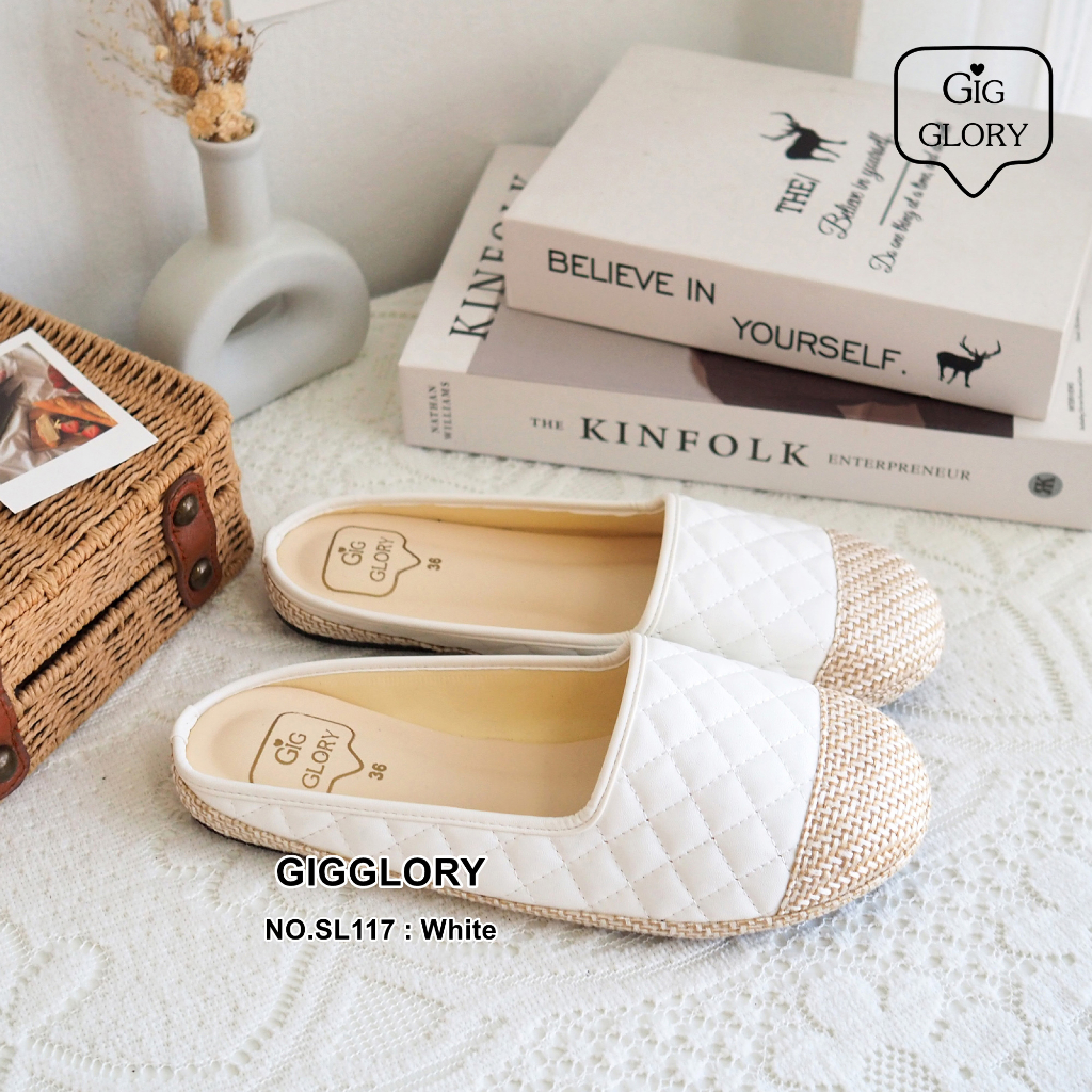 🌷 รองเท้าเปิดส้น หนังบุนวม แต่งเชือกปอ (NO.SL117)