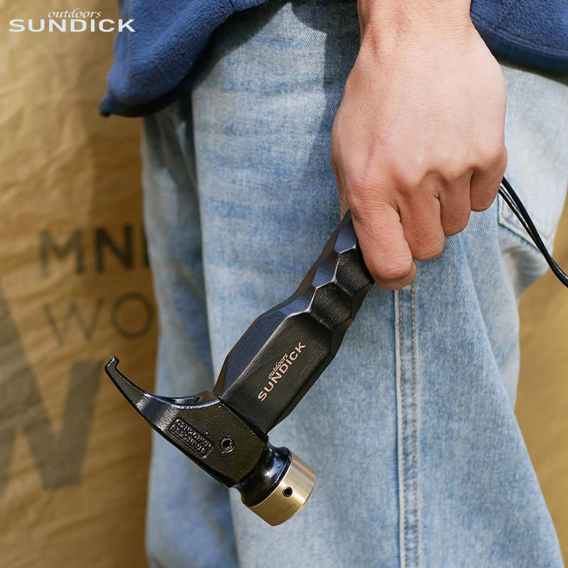 ค้อนแคมป์ปิ้ง ค้อนตอกสมอบก Sundick สแตนเลส หัวทองเหลือง ด้ามไม้บีชกันลื่น ด้ามสั้น จับถนัดมือ