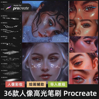 Procreate บรัชแต่งหน้า ผิว เครื่องสำอาง ไฮไลท์ อายแชโดว์ กลิตเตอร์ แต่งตา 36 บรัช (a227)