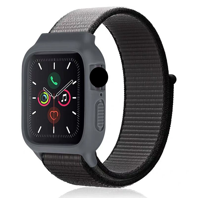 2 in 1 สายนาฬิกาไนลอนสำหรับ Iwatch Series 9 8 6 7 SE 5 4 3 2 1 ทอสายนาฬิกาไนลอน 40mm44mm45mm42mm38/44mm