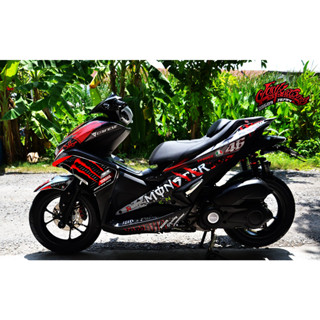 สติ๊กเกอร์ ลาย Munster แดง รถรุ่น yamaha Aerox 155 ตัวเก่า