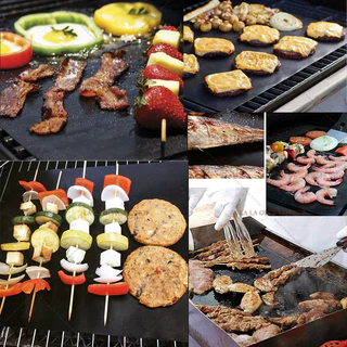 🔥แผ่นเทฟลอน แบบไม่ติด แผ่น รอง ย่าง บาร์บีคิว BBQ กระทะ ใช้ซ้ําได้ สําหรับย่างบาร์บีคิว แผ่นรองย่าง แผ่นรองปิ้งย่าง