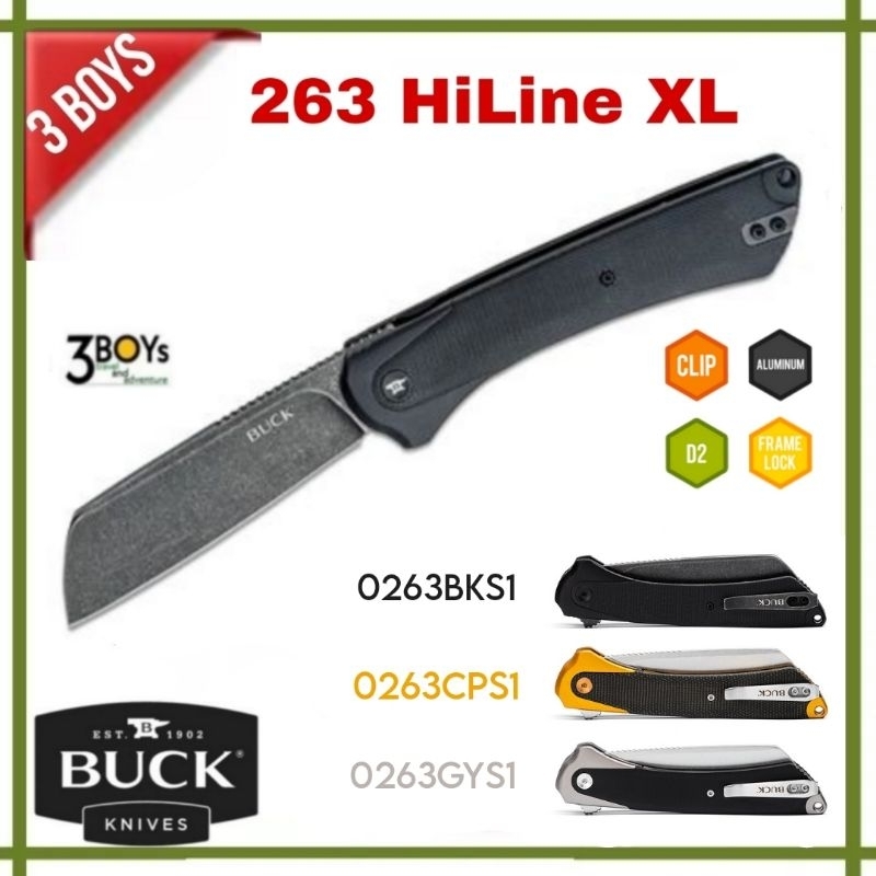 มีด Buck รุ่น 263 HiLine XL มีดขนาดใหญ่ ใบมีด D2 ทรง Sheepsfoot ด้ามจับไมคาร์ตา ทนทาน ระบบfame lock แข็งแรง ทนทาน