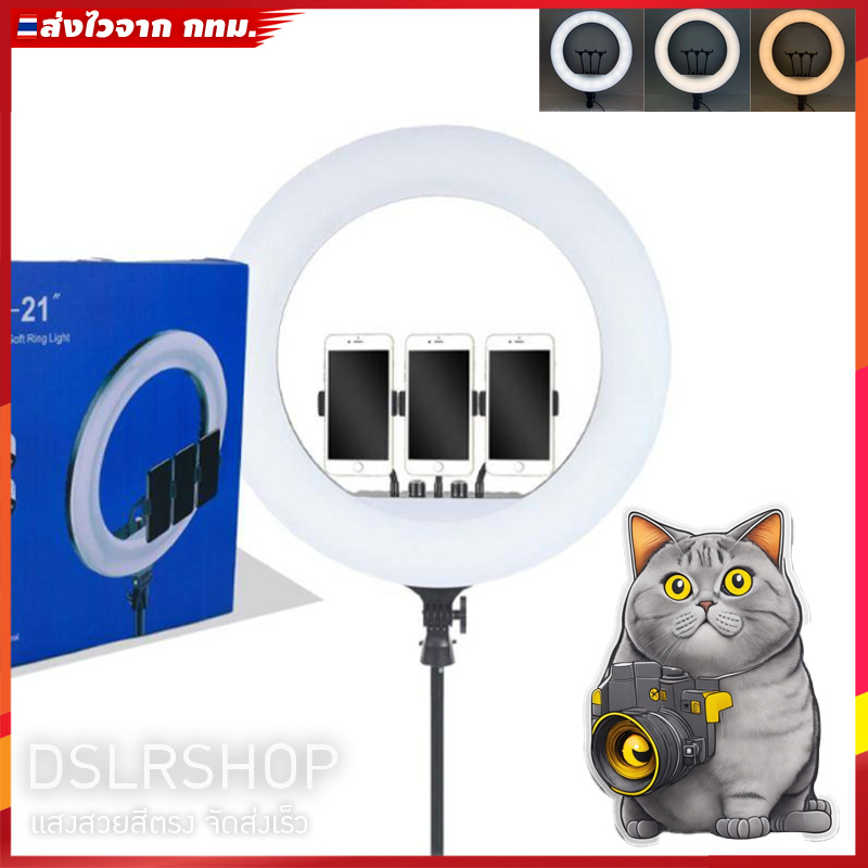 ไฟวงแหวน รุ่น LED RING RL-21 ขนาด 21 นิ้ว ไฟแต่งหน้า ไฟLive สด ไฟไลฟ์สด ปรับสีได้ 3 โหม